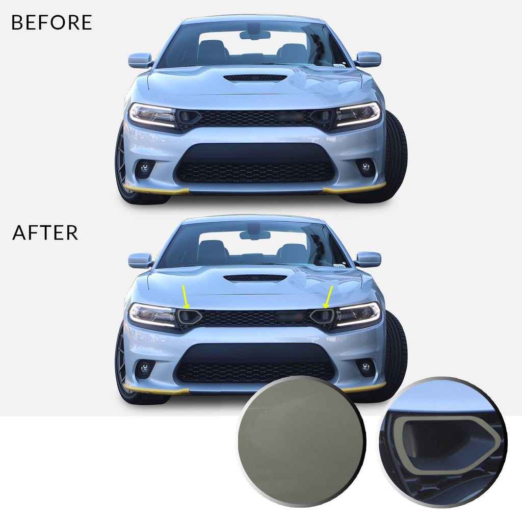 Front Bumper Upper Grille Bezel Overlay Wrap Vinyl Decal Compatible with and Fits Charger Scat Pack 2019