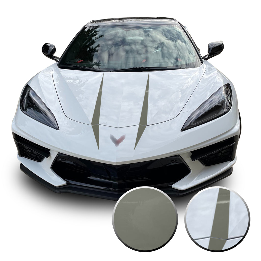 Hood Spears Graphic Overlay Vinyl Decal Compatible with Chevrolet Corvette C8 2020-2021