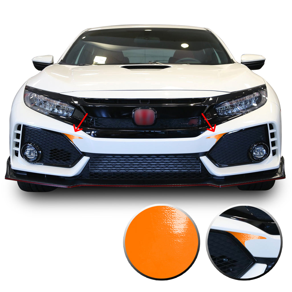 Front Bumper Fangs Accent Vinyl Decal Overlay Wrap Compatible with Honda Civic Sedan Coupe SI Hatchback Type R 2016-2020