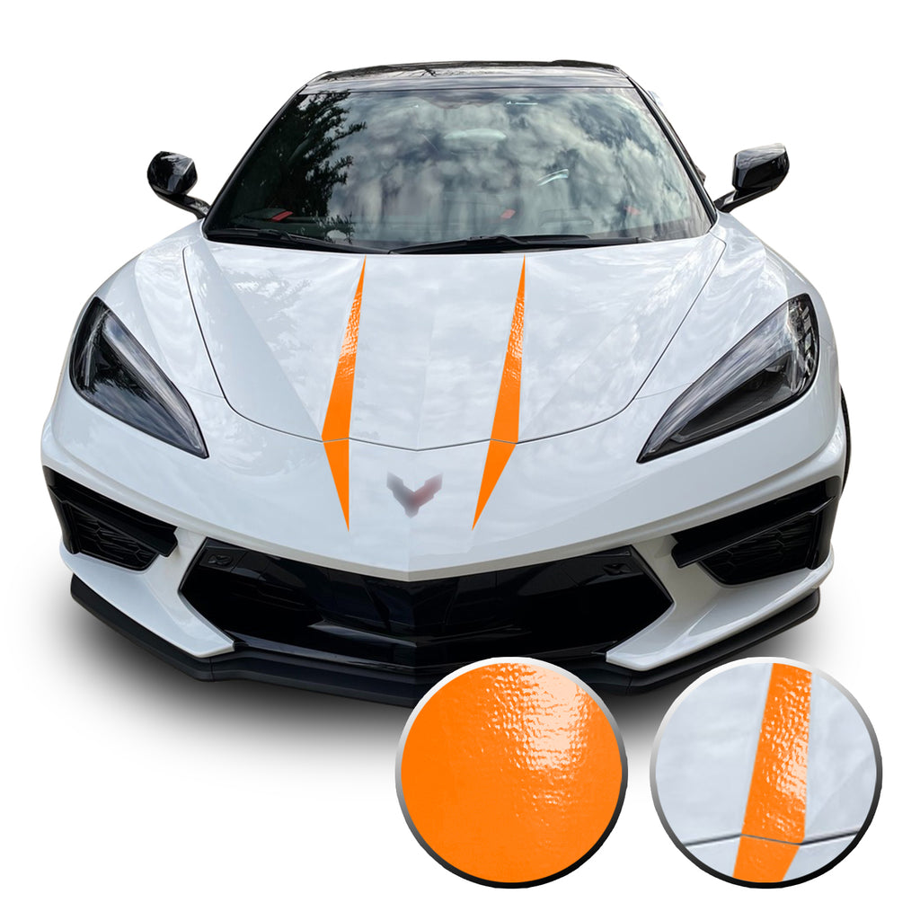 Hood Spears Graphic Overlay Vinyl Decal Compatible with Chevrolet Corvette C8 2020-2021