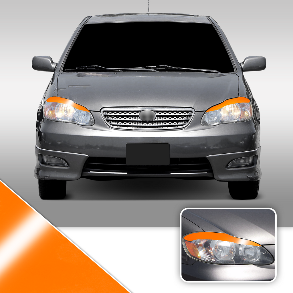 Headlight Eyelid Eyebrow Overlay Accent Pre Cut Vinyl Decal Wrap Compatible with Toyota Corolla 2003-2008