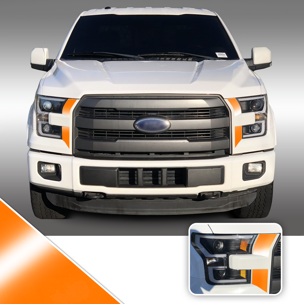 Headlight Front Accents Vinyl Decal Overlay Wrap Trim Compatible with and Fits F-150 2015-2017