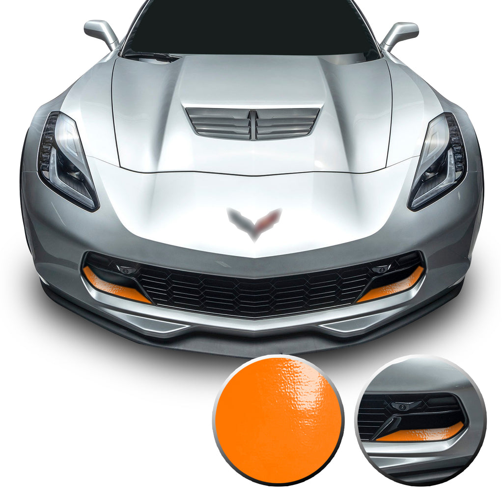 Front Grille Brake Scoop Accent Vinyl Decal Overlay Wrap Compatible with Corvette C7 Z06 Grand Sport 2014-2019