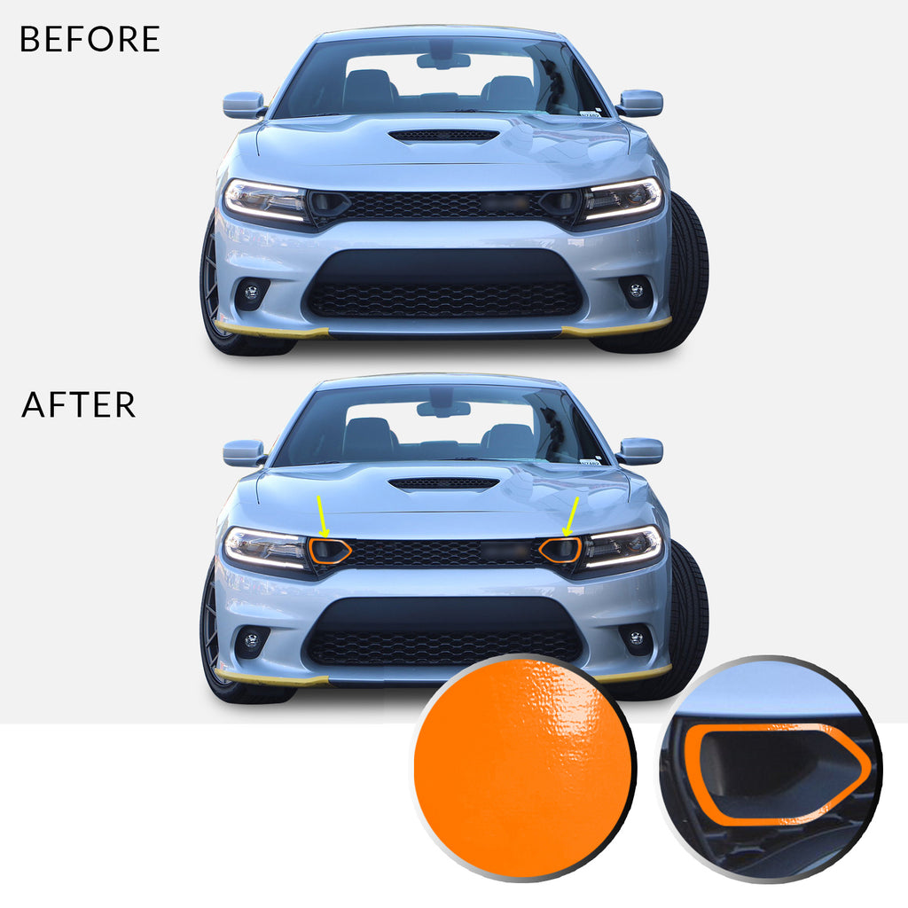 Front Bumper Upper Grille Bezel Overlay Wrap Vinyl Decal Compatible with and Fits Charger Scat Pack 2019