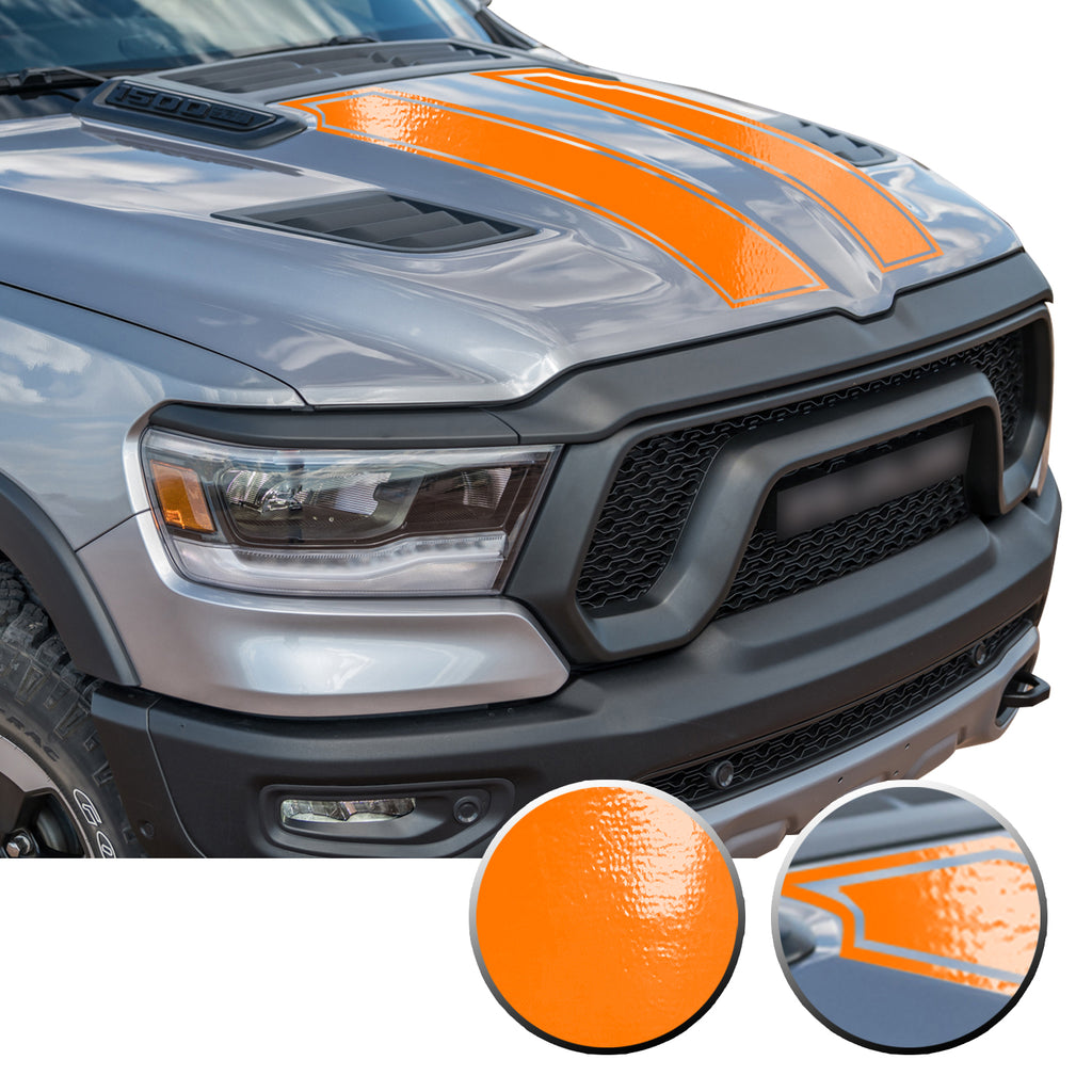 Outlined Hood Scoop Decal Accent Overlay Precut Trim Compatible with and Fits Ram 1500 Rebel Crew Cab Quad Cab 2020
