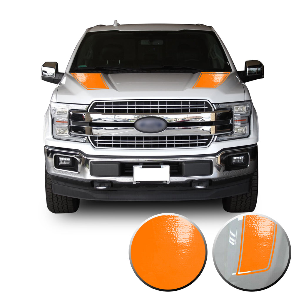 Front Outlined Hood Stripes Vinyl Graphic Decal Overlay Wrap Compatible with and Fits F-150 2015-2020