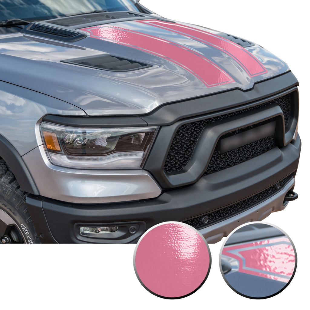 Outlined Hood Scoop Decal Accent Overlay Precut Trim Compatible with and Fits Ram 1500 Rebel Crew Cab Quad Cab 2020