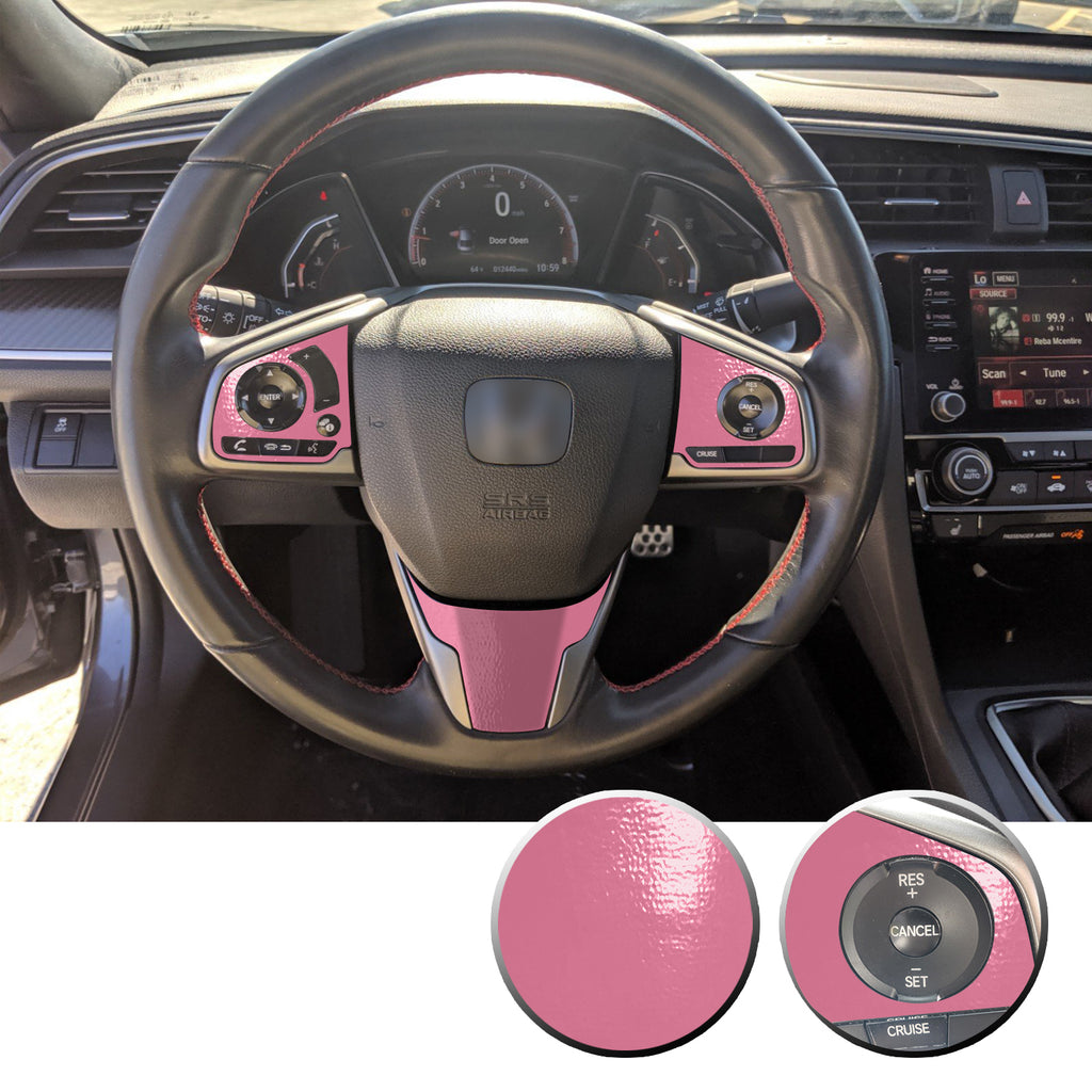 Steering Wheel Control Panel & Bottom Trim Vinyl Decal Overlay Accent Compatible with Honda Civic 2016-2020