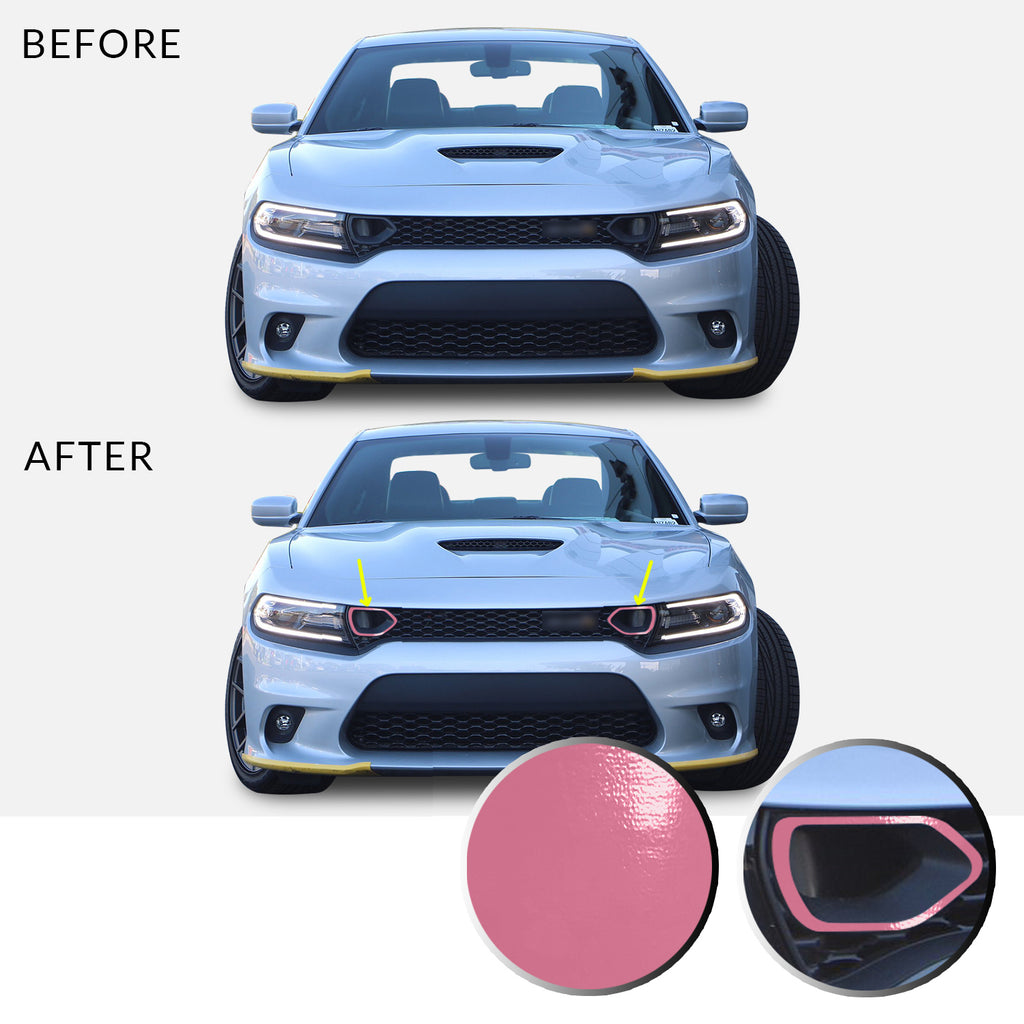 Front Bumper Upper Grille Bezel Overlay Wrap Vinyl Decal Compatible with and Fits Charger Scat Pack 2019