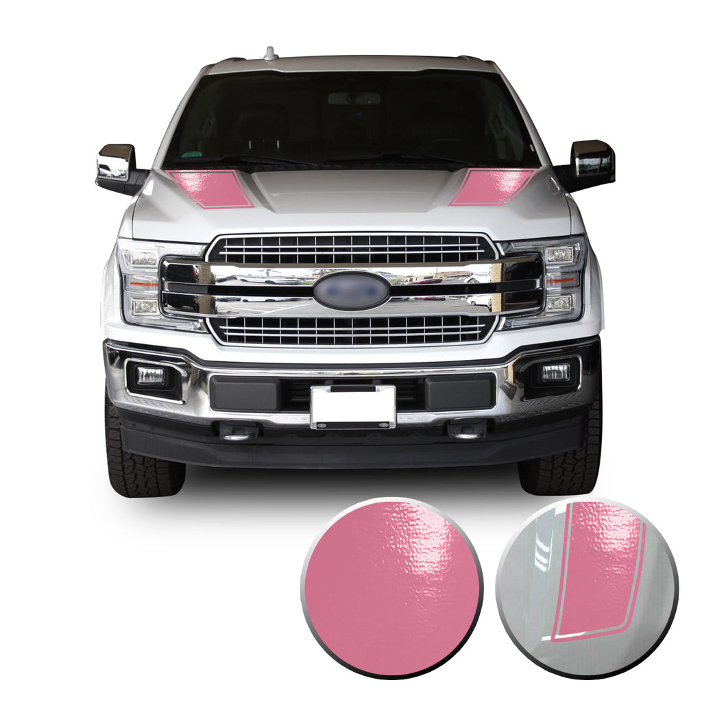 Front Outlined Hood Stripes Vinyl Graphic Decal Overlay Wrap Compatible with and Fits F-150 2015-2020