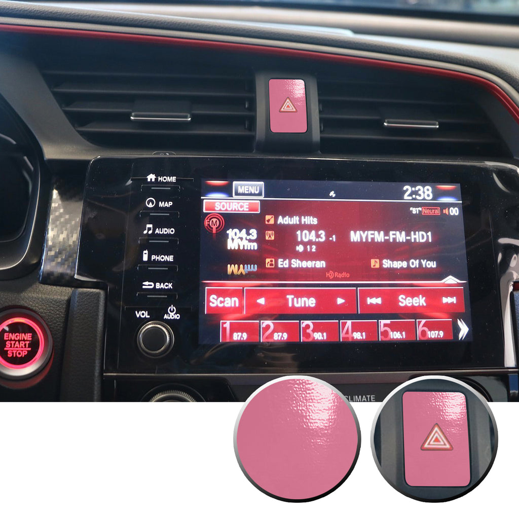 Hazard Warning Lights Button Switch Vinyl Decal Sticker Trim Overlay Compatible with Honda Civic 2016-2020