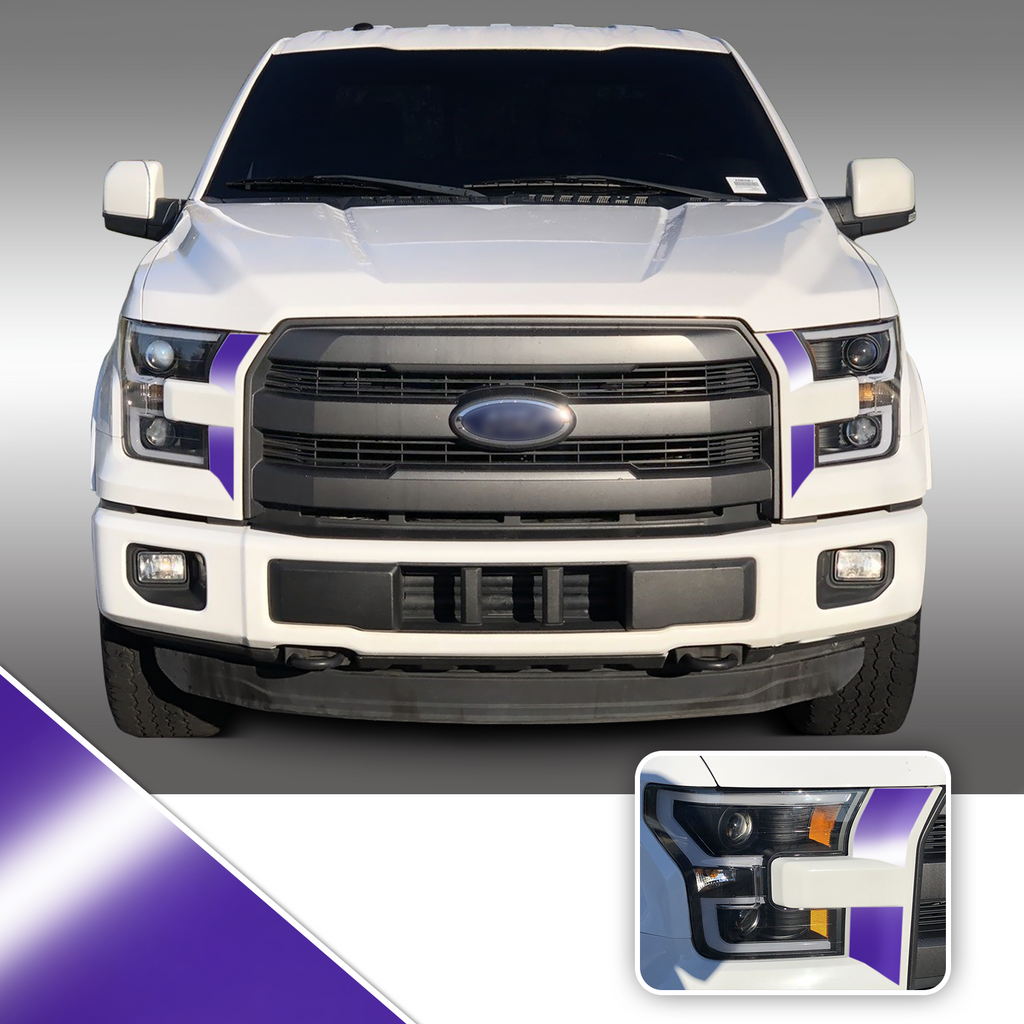 Headlight Front Accents Vinyl Decal Overlay Wrap Trim Compatible with and Fits F-150 2015-2017