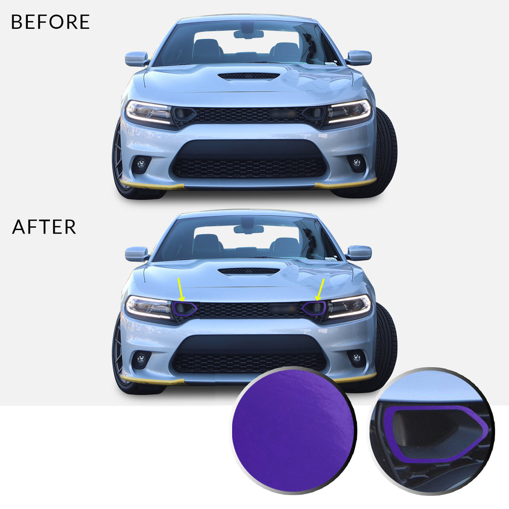 Front Bumper Upper Grille Bezel Overlay Wrap Vinyl Decal Compatible with and Fits Charger Scat Pack 2019