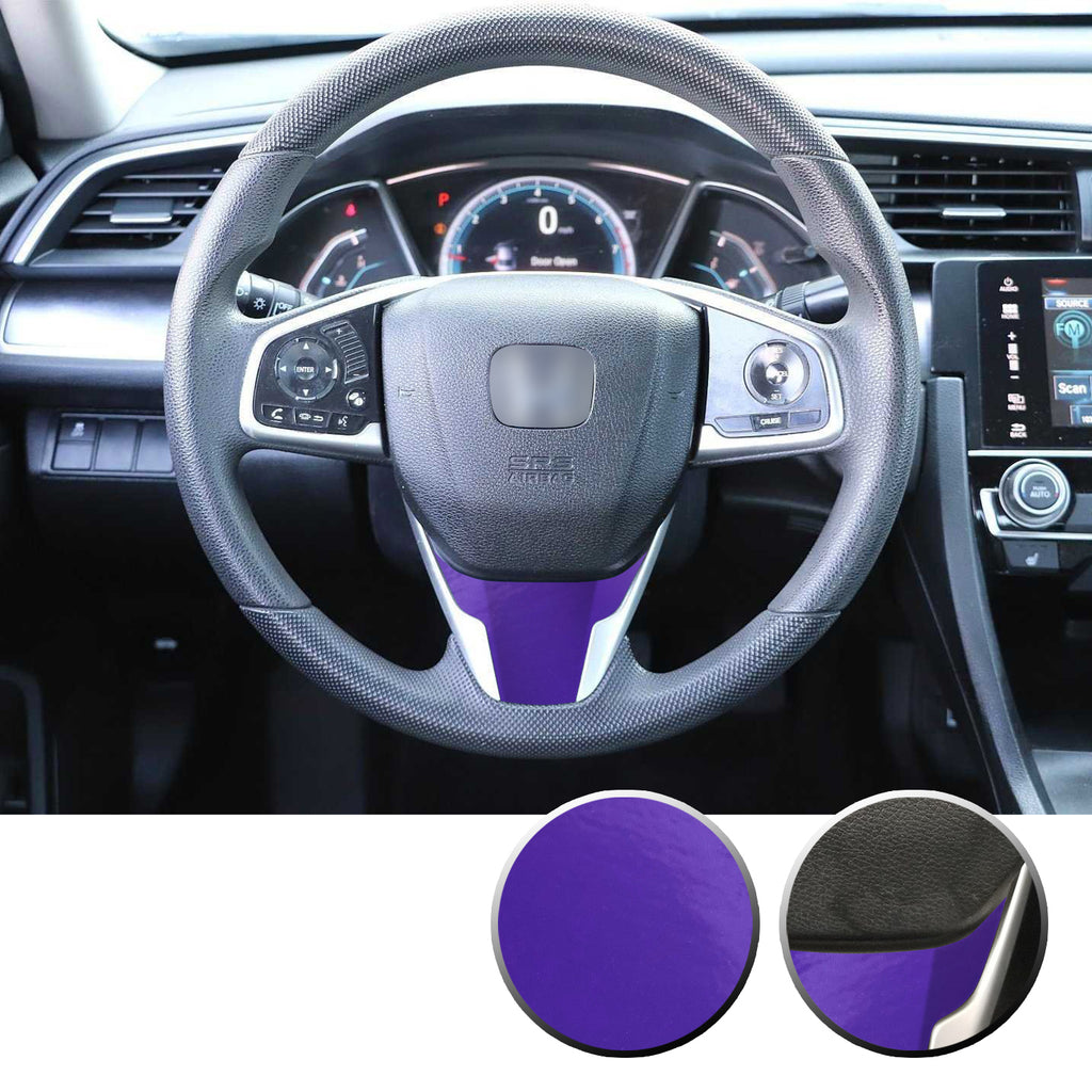 Steering Wheel Bottom Section Trim Vinyl Decal Overlay Accent Compatible with Honda Civic 2016-2020