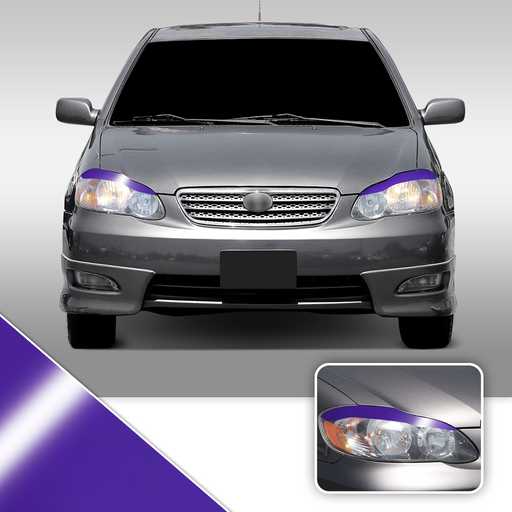 Headlight Eyelid Eyebrow Overlay Accent Pre Cut Vinyl Decal Wrap Compatible with Toyota Corolla 2003-2008