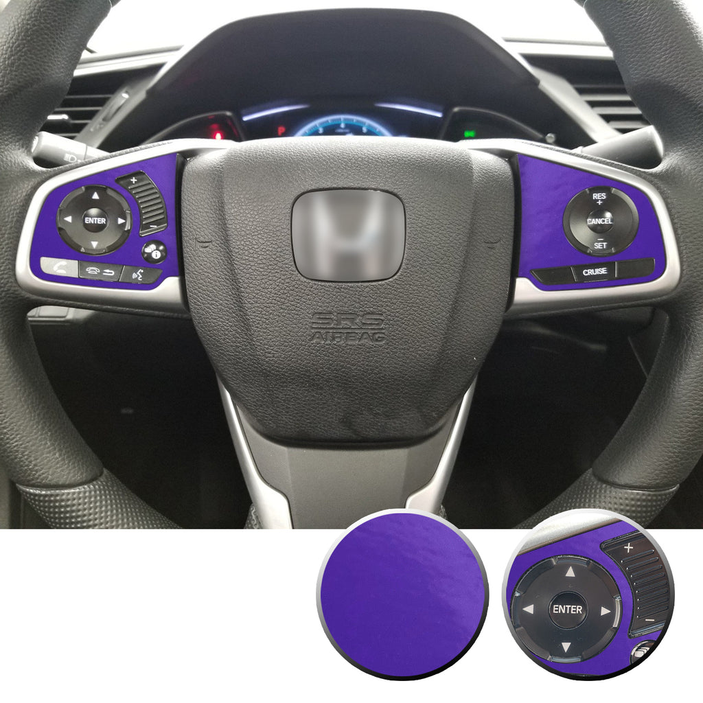 Steering Wheel Side Control Panel Trim Vinyl Decal Overlay Accent Compatible with Honda Civic 2016-2020