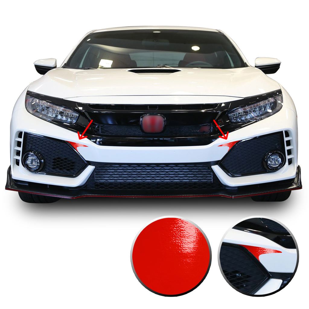 Front Bumper Fangs Accent Vinyl Decal Overlay Wrap Compatible with Honda Civic Sedan Coupe SI Hatchback Type R 2016-2020