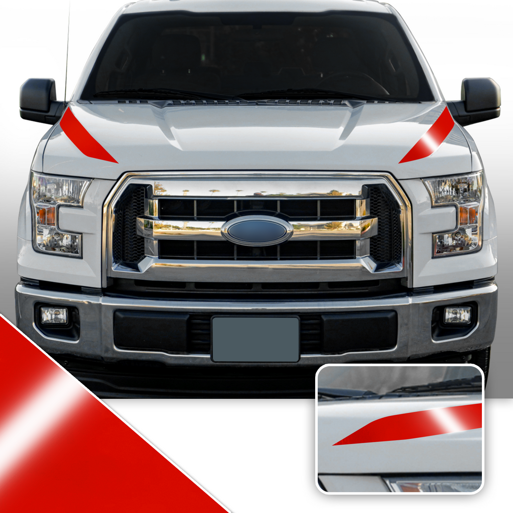 Outer Hood Spears Overlay Decal Trim Compatible with and Fits F150 + Raptor 2015-2020