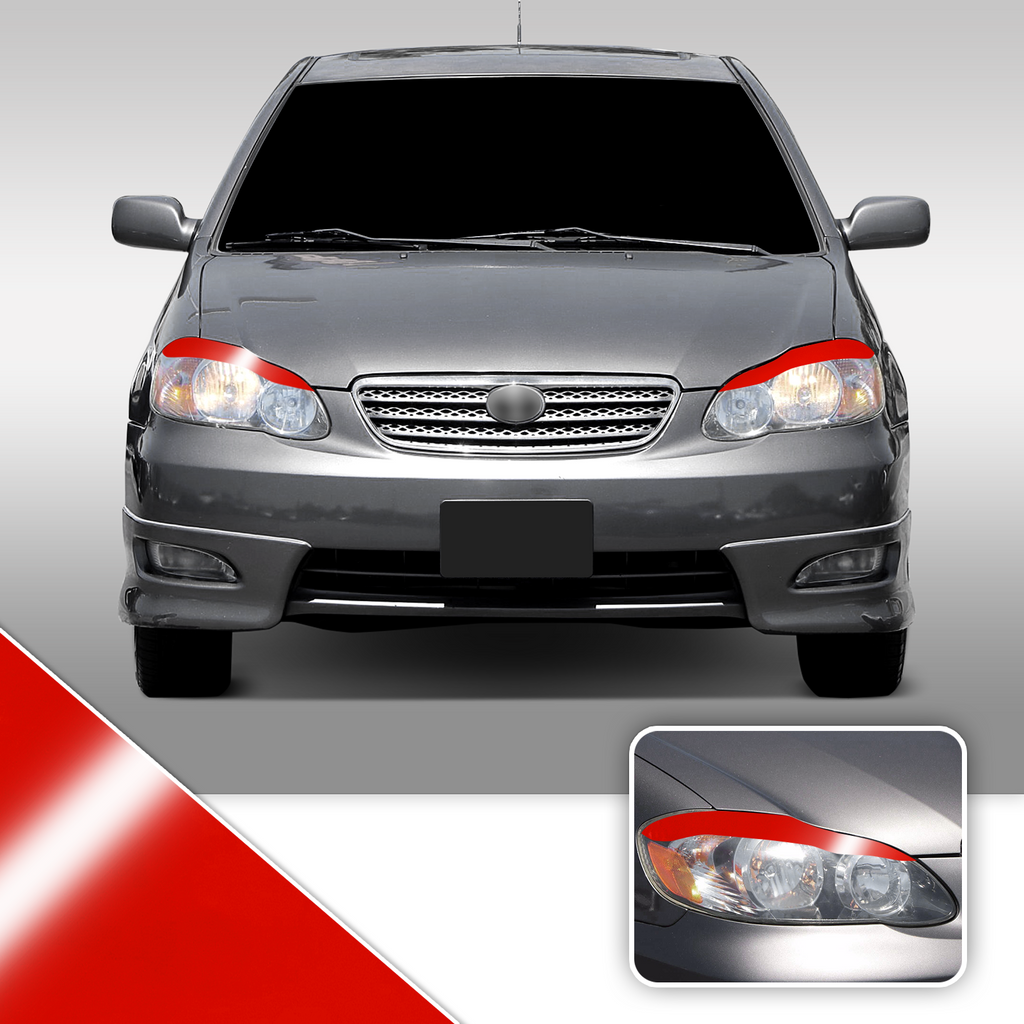 Headlight Eyelid Eyebrow Overlay Accent Pre Cut Vinyl Decal Wrap Compatible with Toyota Corolla 2003-2008
