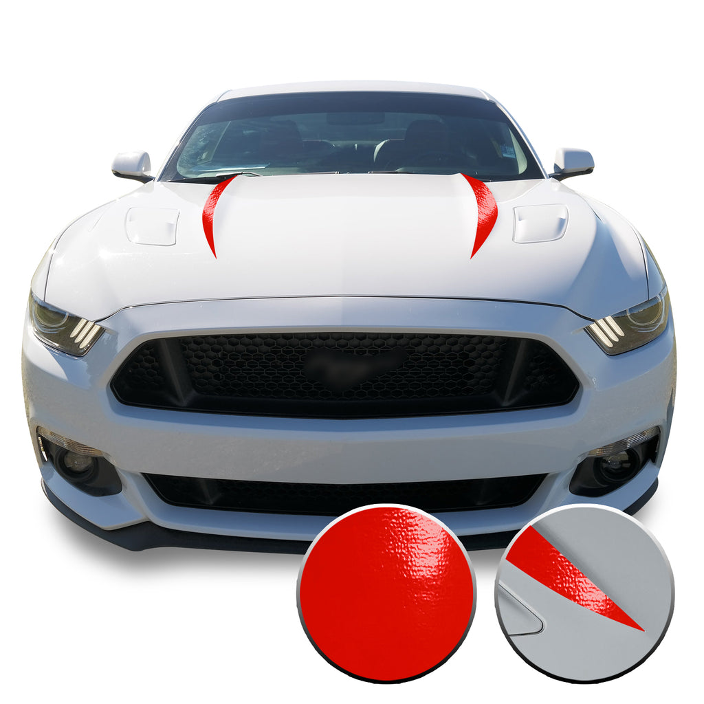 Hood Spears Stripes Vinyl Decal Overlay Wrap Trim Compatible with and Fits Mustang 2015-2017