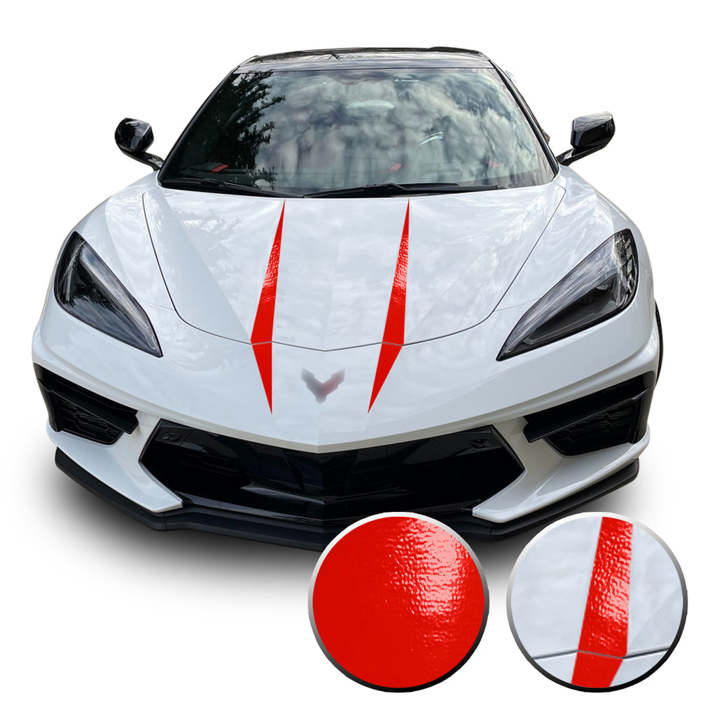 Hood Spears Graphic Overlay Vinyl Decal Compatible with Chevrolet Corvette C8 2020-2021