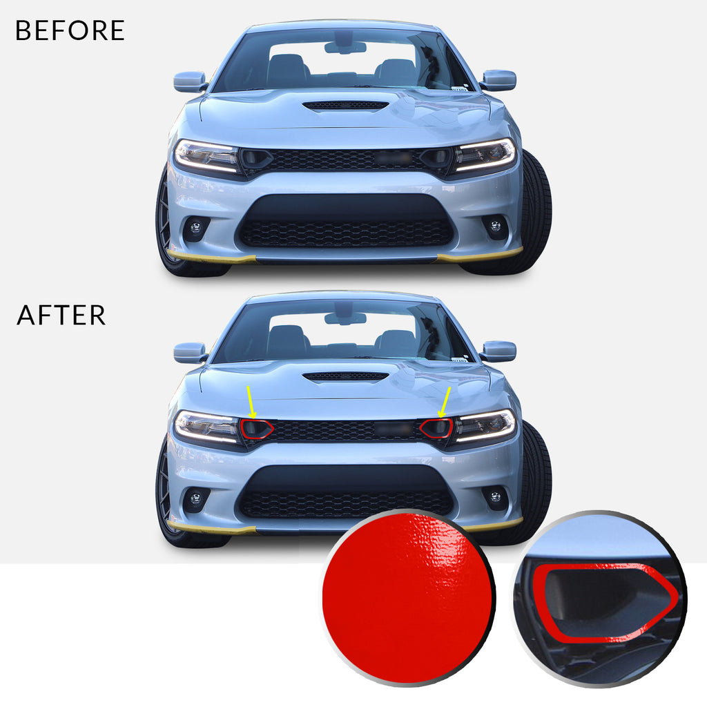 Front Bumper Upper Grille Bezel Overlay Wrap Vinyl Decal Compatible with and Fits Charger Scat Pack 2019