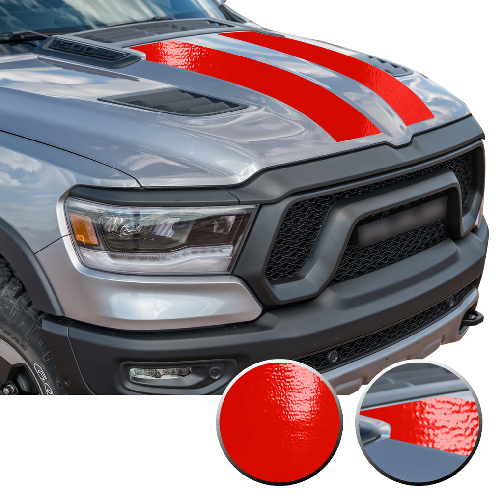 Solid Hood Scoop Decal Accent Overlay Precut Trim Compatible with and Fits Ram 1500 Rebel Crew Cab Quad Cab 2020