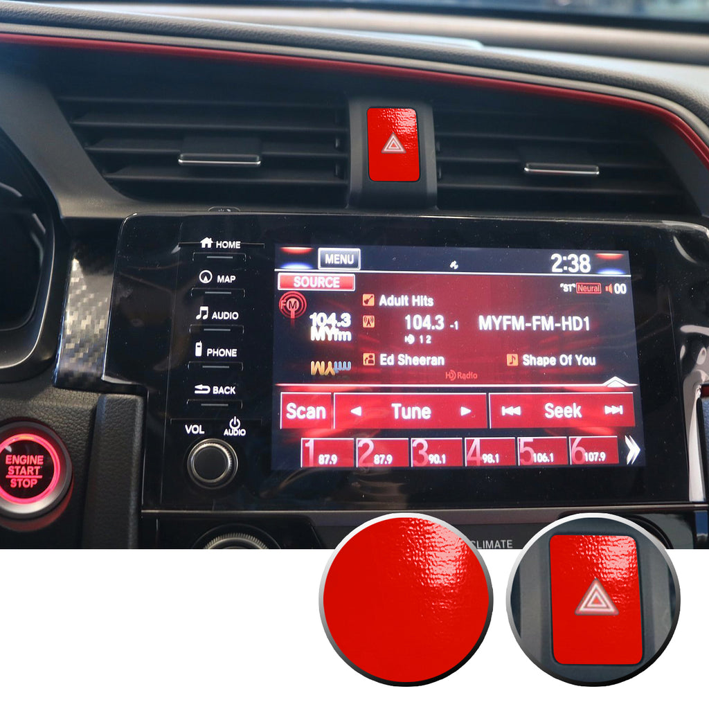 Hazard Warning Lights Button Switch Vinyl Decal Sticker Trim Overlay Compatible with Honda Civic 2016-2020