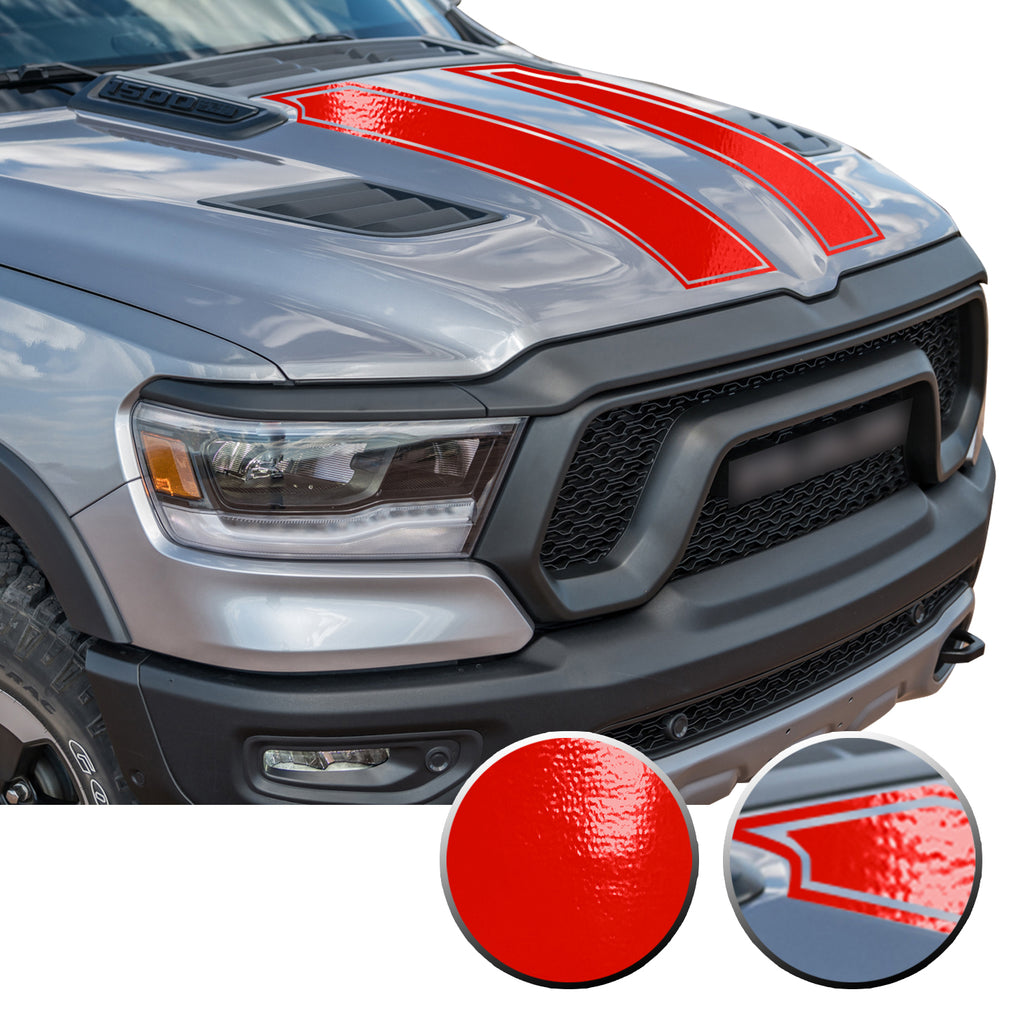 Outlined Hood Scoop Decal Accent Overlay Precut Trim Compatible with and Fits Ram 1500 Rebel Crew Cab Quad Cab 2020