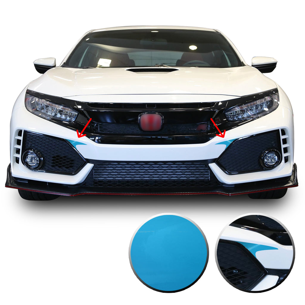 Front Bumper Fangs Accent Vinyl Decal Overlay Wrap Compatible with Honda Civic Sedan Coupe SI Hatchback Type R 2016-2020