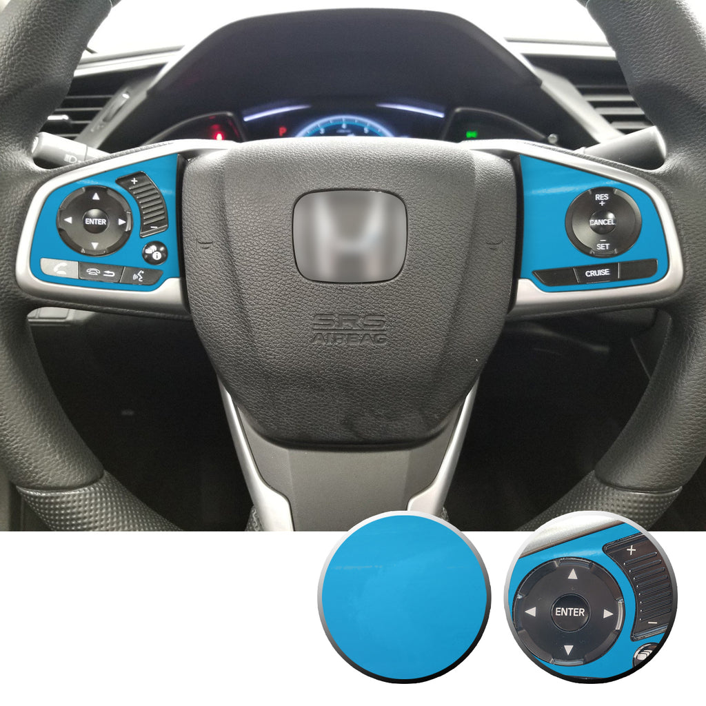 Steering Wheel Side Control Panel Trim Vinyl Decal Overlay Accent Compatible with Honda Civic 2016-2020