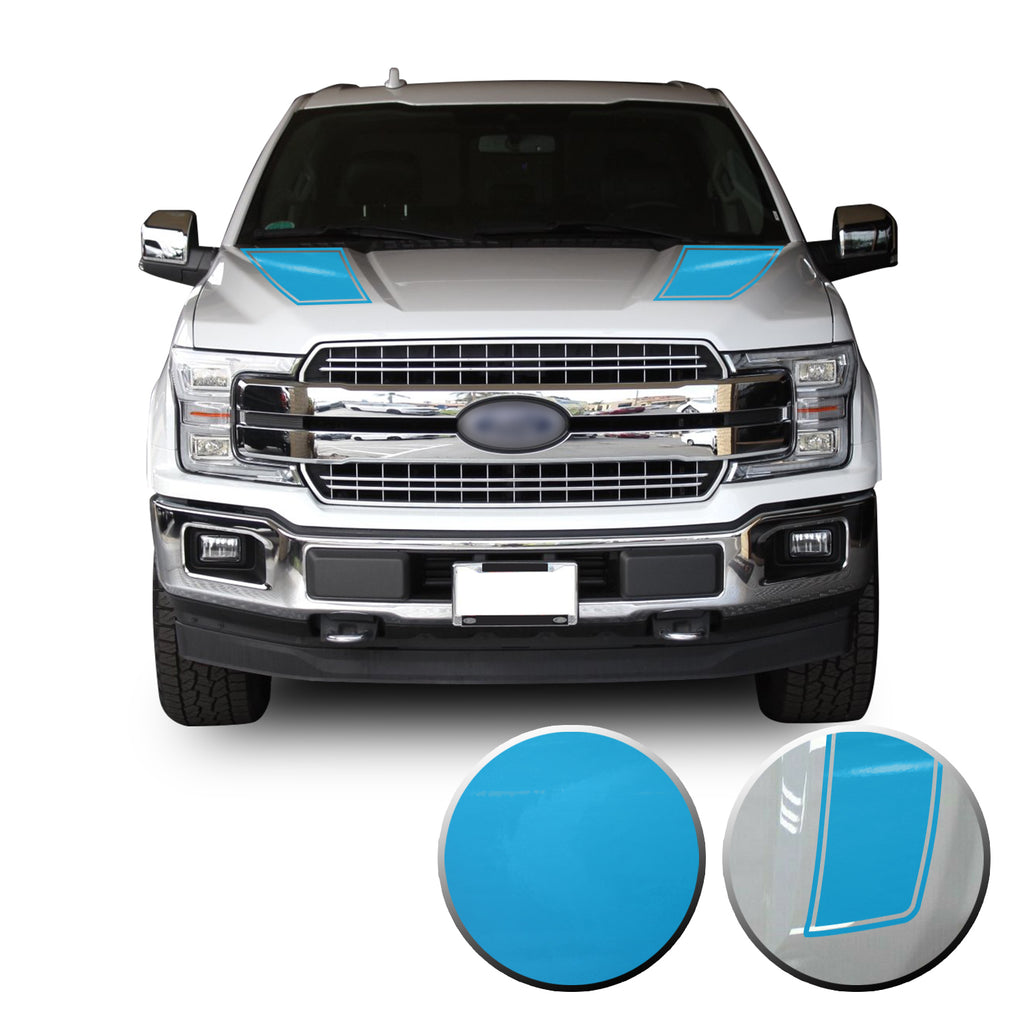 Front Outlined Hood Stripes Vinyl Graphic Decal Overlay Wrap Compatible with and Fits F-150 2015-2020