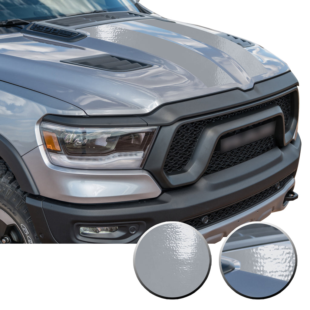 Solid Hood Scoop Decal Accent Overlay Precut Trim Compatible with and Fits Ram 1500 Rebel Crew Cab Quad Cab 2020