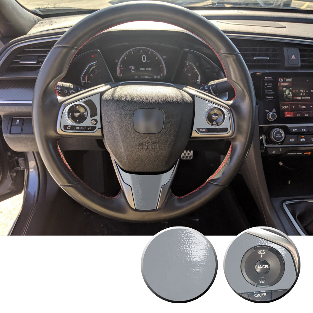 Steering Wheel Control Panel & Bottom Trim Vinyl Decal Overlay Accent Compatible with Honda Civic 2016-2020