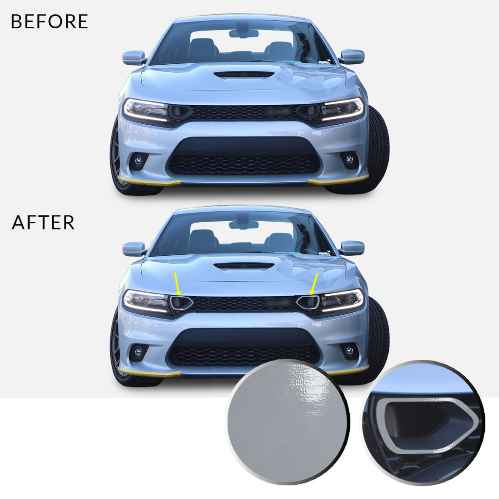 Front Bumper Upper Grille Bezel Overlay Wrap Vinyl Decal Compatible with and Fits Charger Scat Pack 2019