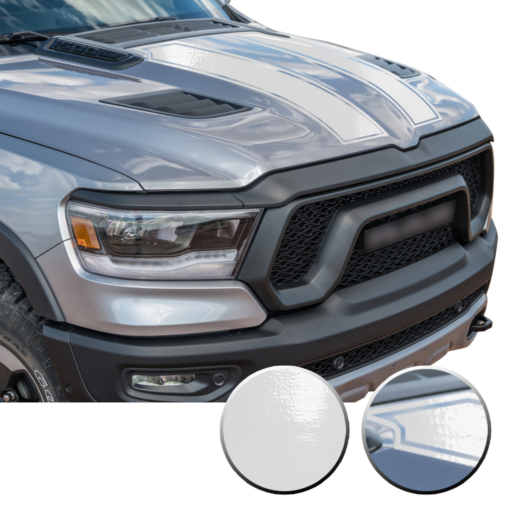 Outlined Hood Scoop Decal Accent Overlay Precut Trim Compatible with and Fits Ram 1500 Rebel Crew Cab Quad Cab 2020