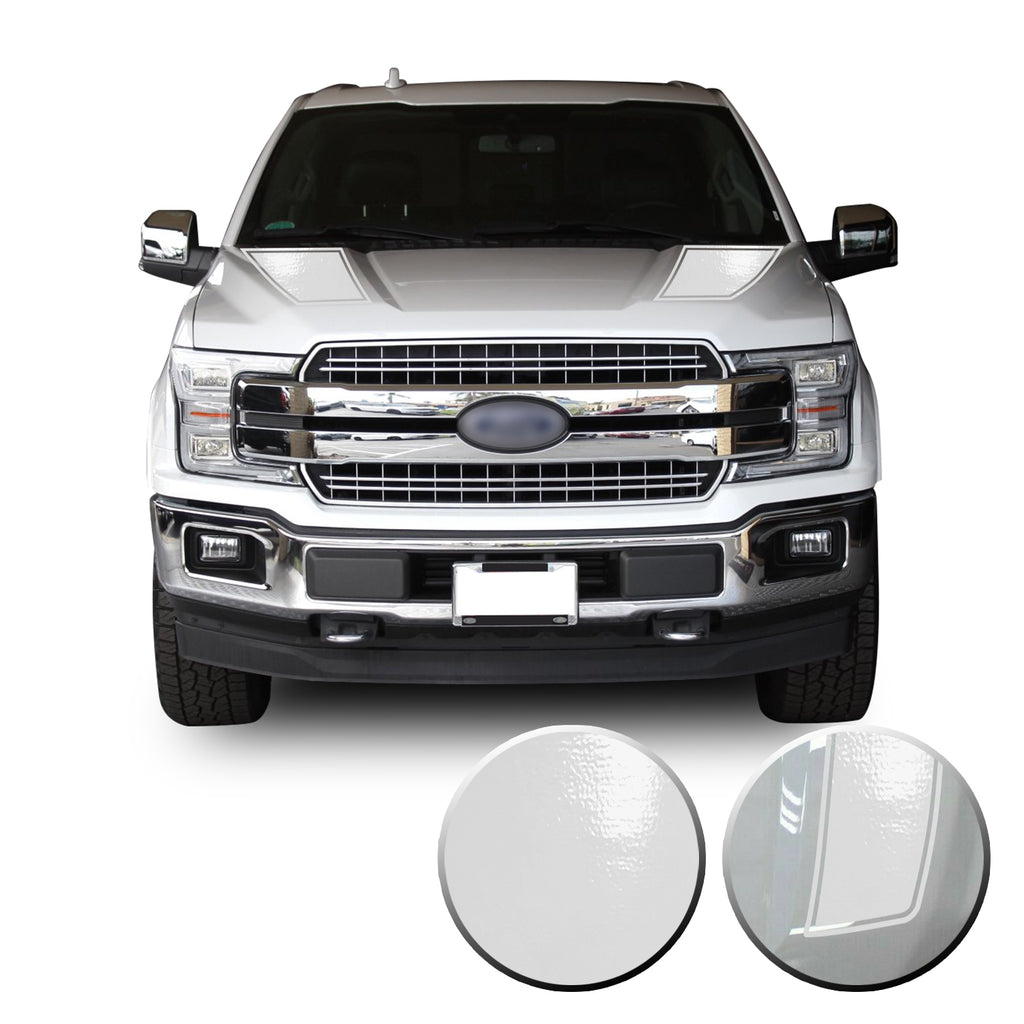 Front Outlined Hood Stripes Vinyl Graphic Decal Overlay Wrap Compatible with and Fits F-150 2015-2020