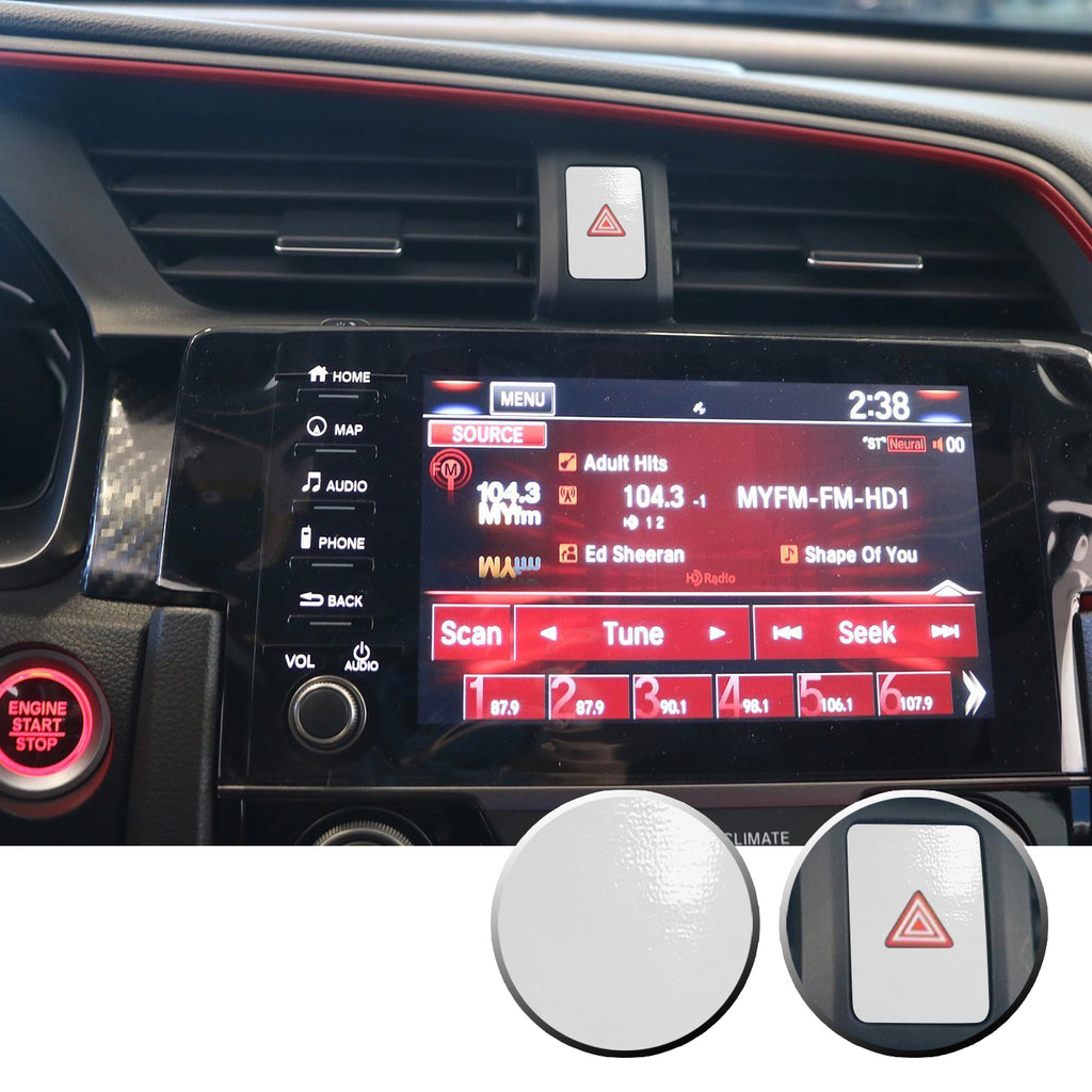 Hazard Warning Lights Button Switch Vinyl Decal Sticker Trim Overlay Compatible with Honda Civic 2016-2020