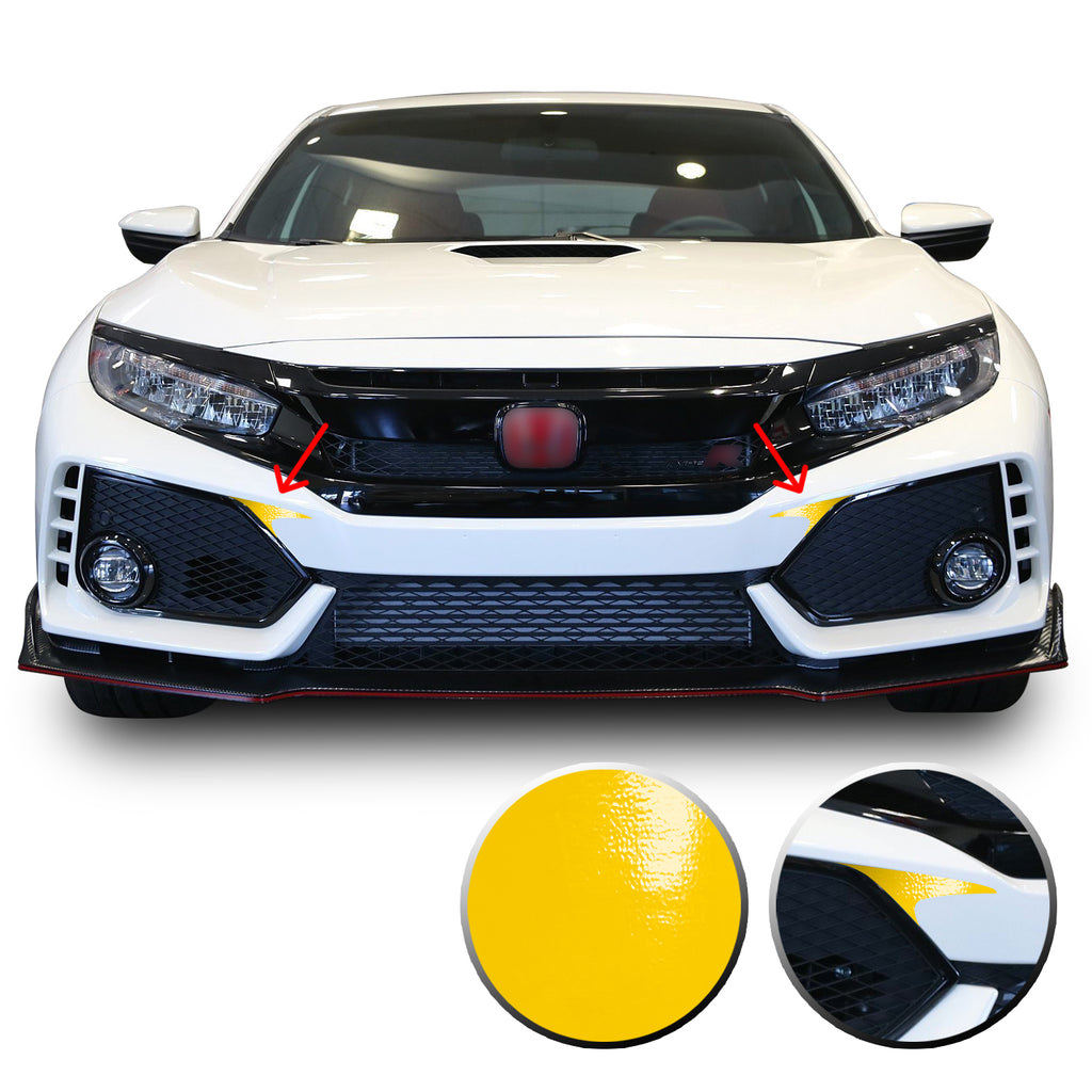 Front Bumper Fangs Accent Vinyl Decal Overlay Wrap Compatible with Honda Civic Sedan Coupe SI Hatchback Type R 2016-2020