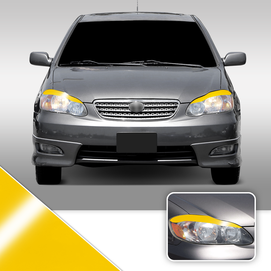 Headlight Eyelid Eyebrow Overlay Accent Pre Cut Vinyl Decal Wrap Compatible with Toyota Corolla 2003-2008