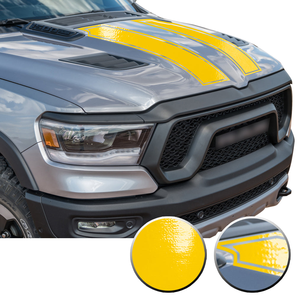 Outlined Hood Scoop Decal Accent Overlay Precut Trim Compatible with and Fits Ram 1500 Rebel Crew Cab Quad Cab 2020