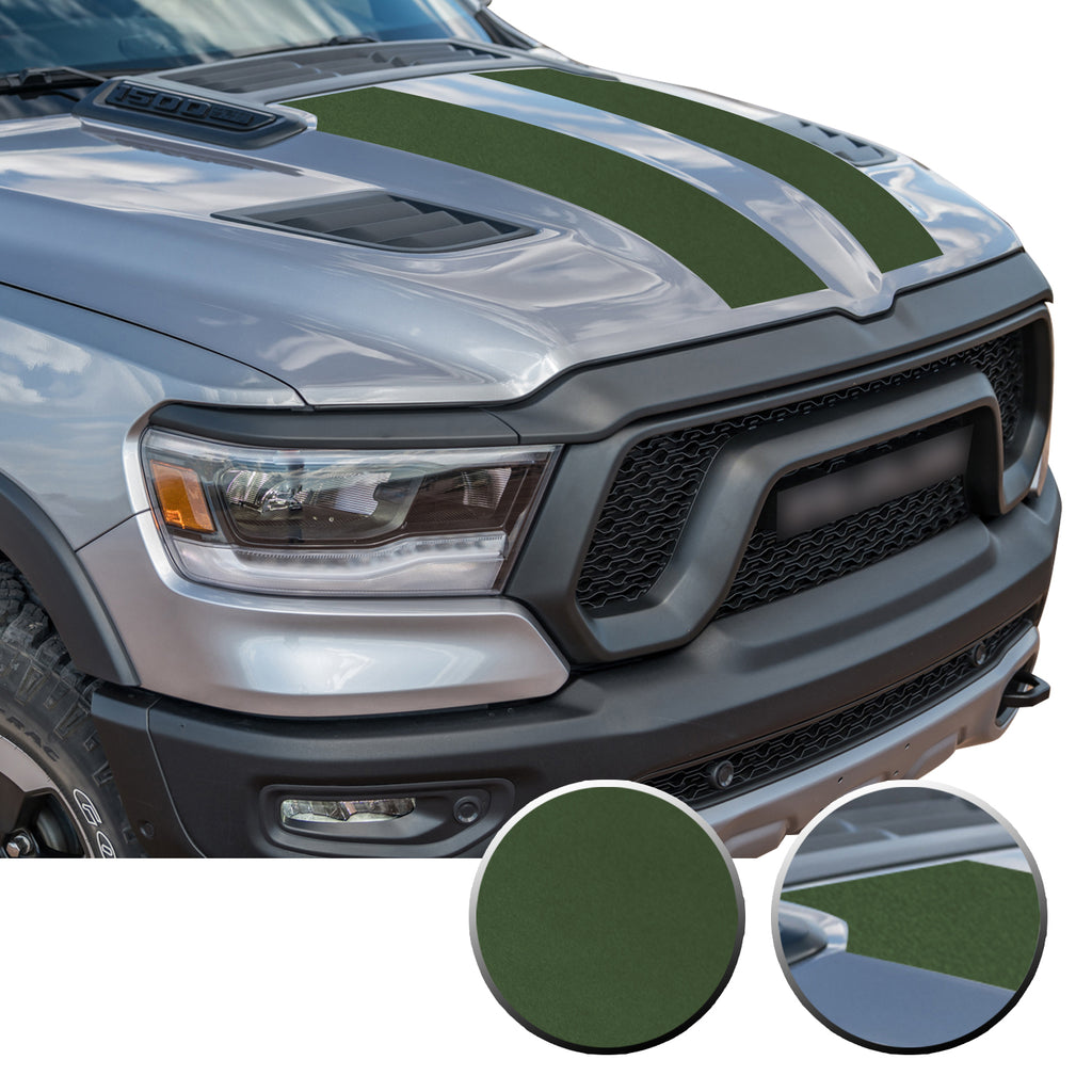 Solid Hood Scoop Decal Accent Overlay Precut Trim Compatible with and Fits Ram 1500 Rebel Crew Cab Quad Cab 2020