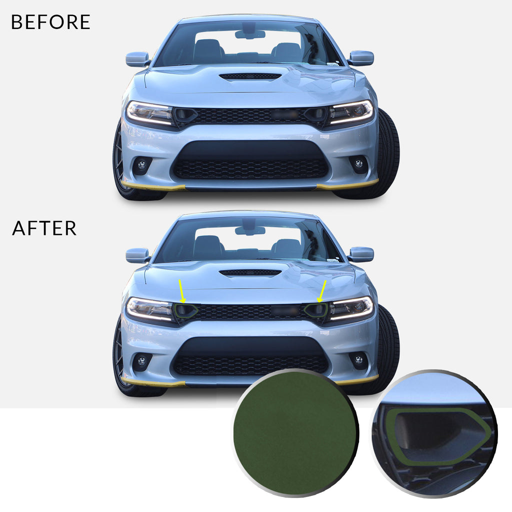 Front Bumper Upper Grille Bezel Overlay Wrap Vinyl Decal Compatible with and Fits Charger Scat Pack 2019