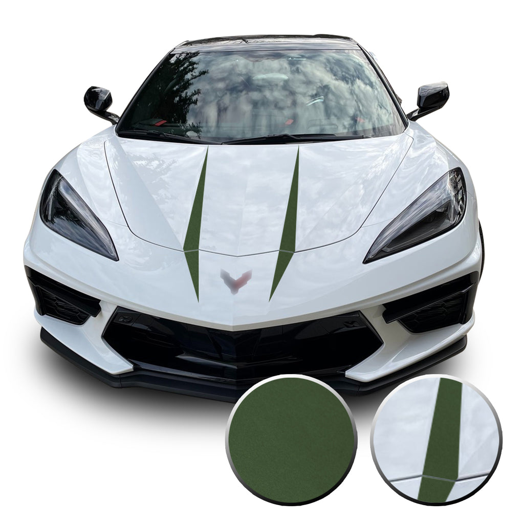Hood Spears Graphic Overlay Vinyl Decal Compatible with Chevrolet Corvette C8 2020-2021