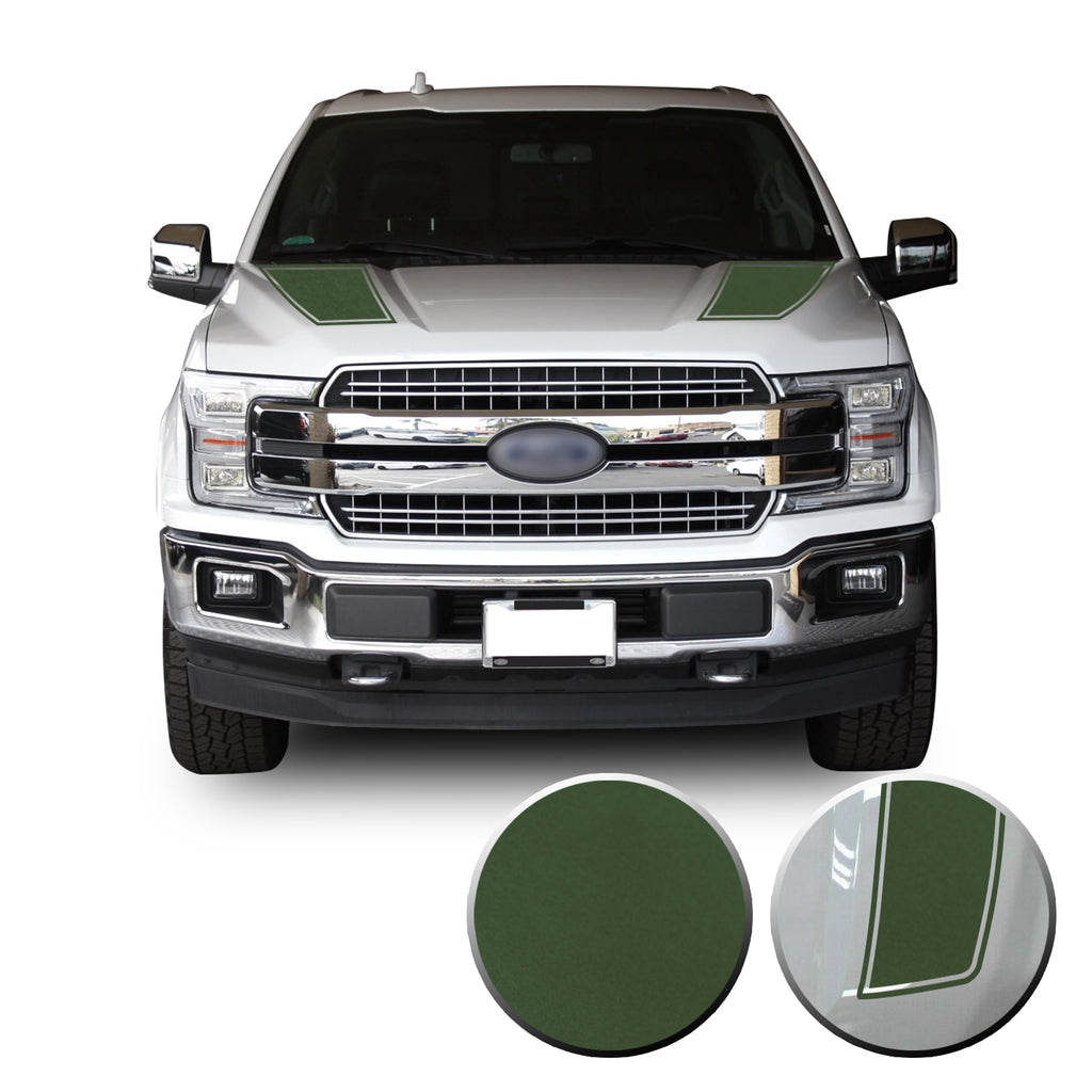 Front Outlined Hood Stripes Vinyl Graphic Decal Overlay Wrap Compatible with and Fits F-150 2015-2020