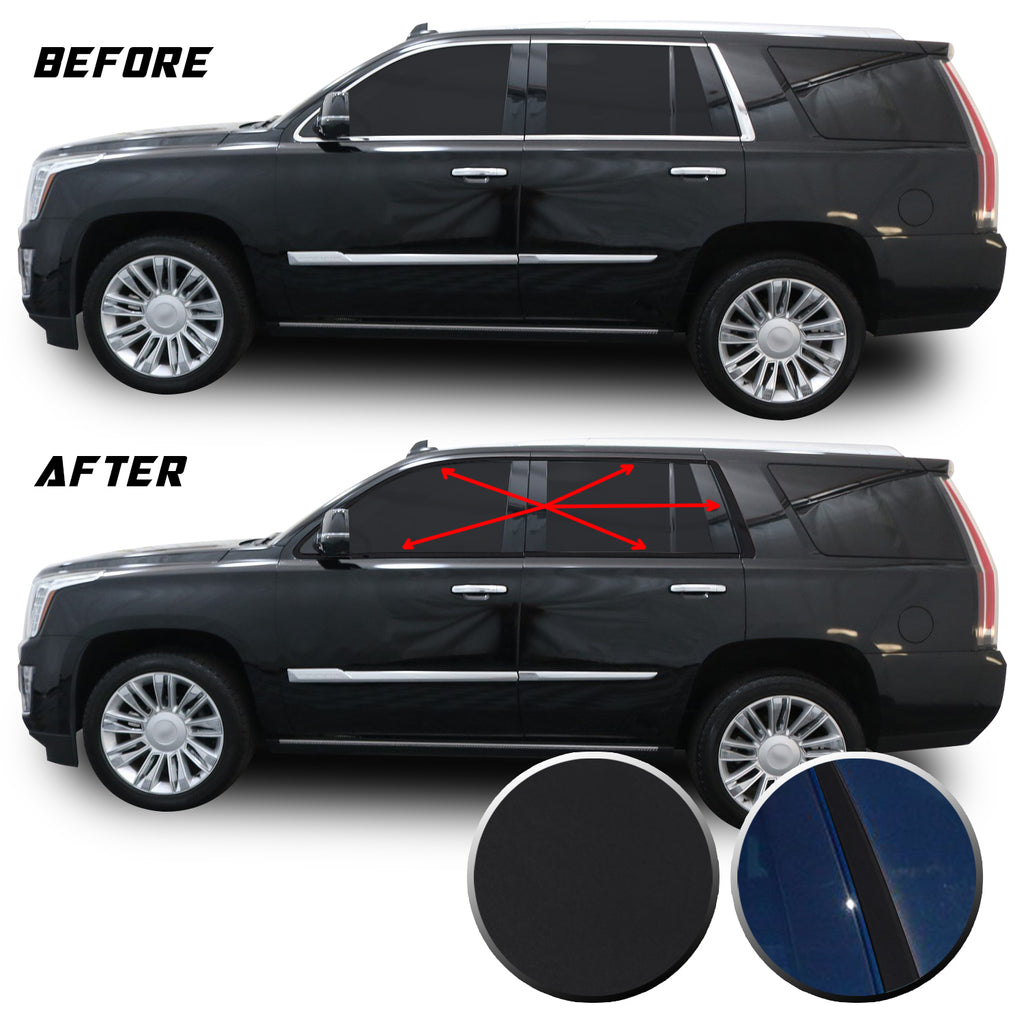 Window Trim Chrome Delete Blackout Vinyl Overlay Wrap Kit Compatible with Cadillac Escalade 2015-2020