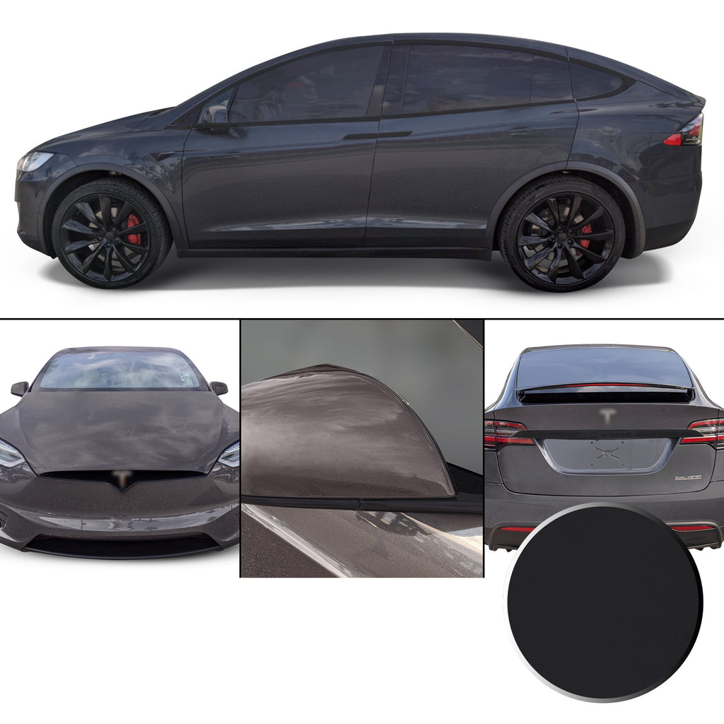 Full Chrome Delete Window Mirrors Font Rear Trim Blackout Precut Vinyl Wrap Overlay Kit Compatible with Tesla Model X 2016-2020