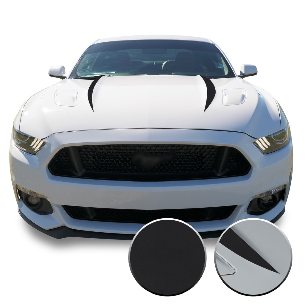 Hood Spears Stripes Vinyl Decal Overlay Wrap Trim Compatible with and Fits Mustang 2015-2017
