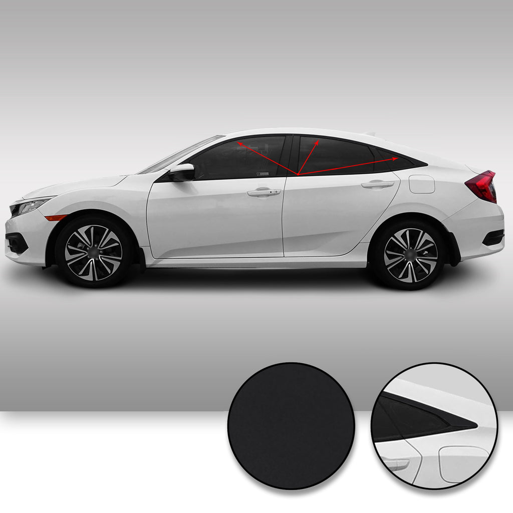 Window Trim Chrome Delete Vinyl Kit Compatible with and Fits Civic Sedan 2016-2019 - Black