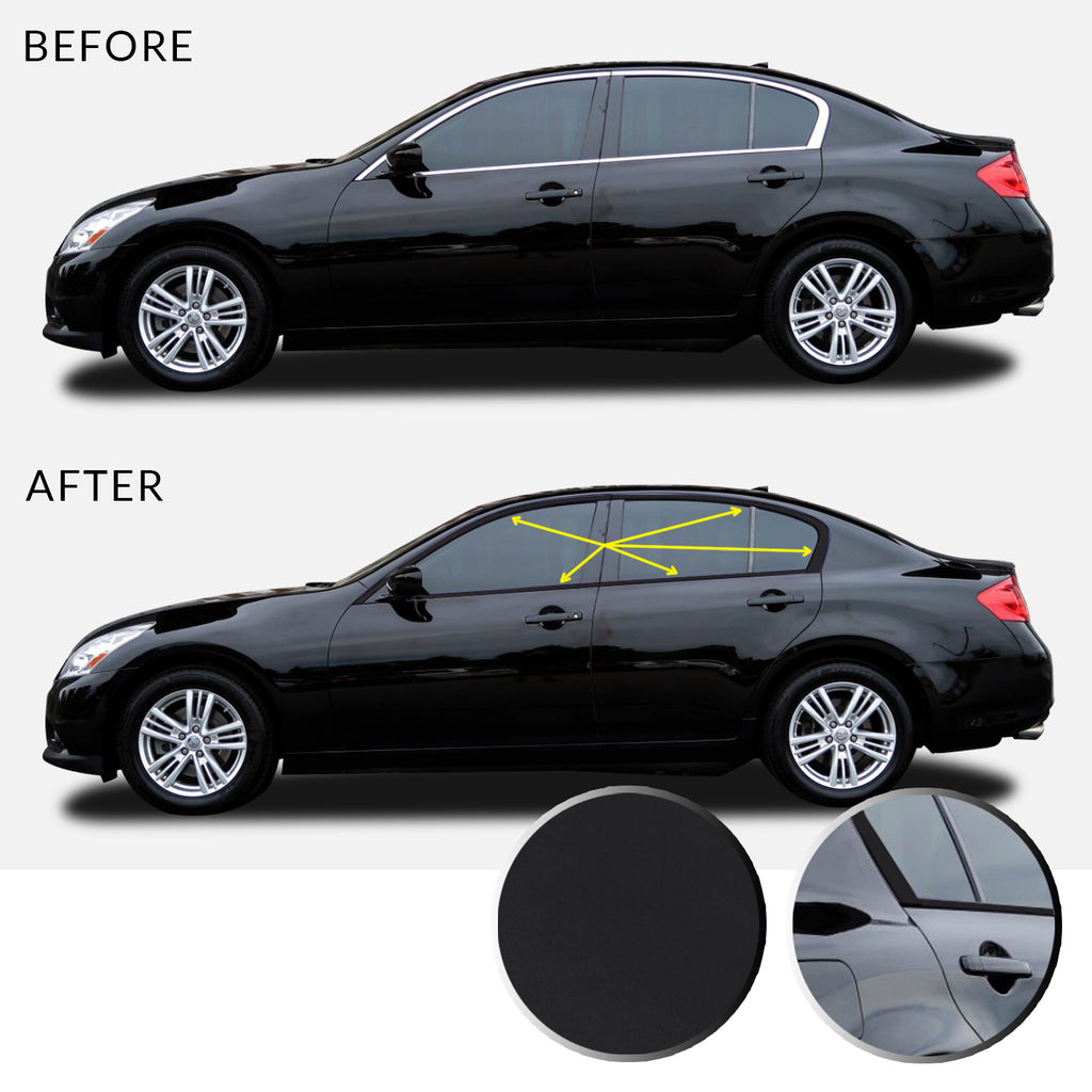 Window Trim Chrome Delete Vinyl Decal Compatible with and Fits Infiniti G35 G37 Q40 Sedan 2007-2015 - Black